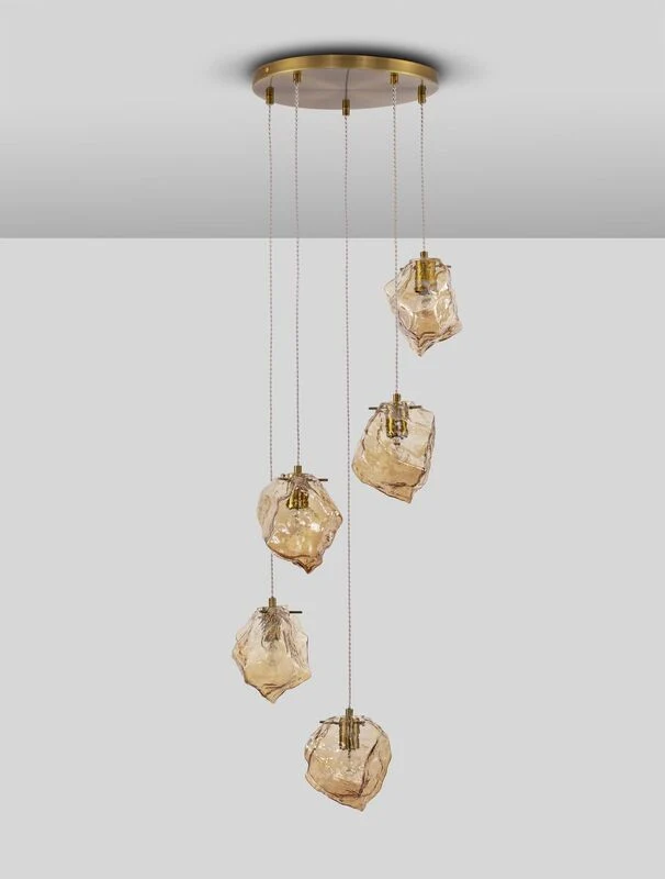 B-Ware Nova Luce Pendelleuchte Hängeleuchte ODELLE E14 LED Gold dimmbar Glas 5-flammig