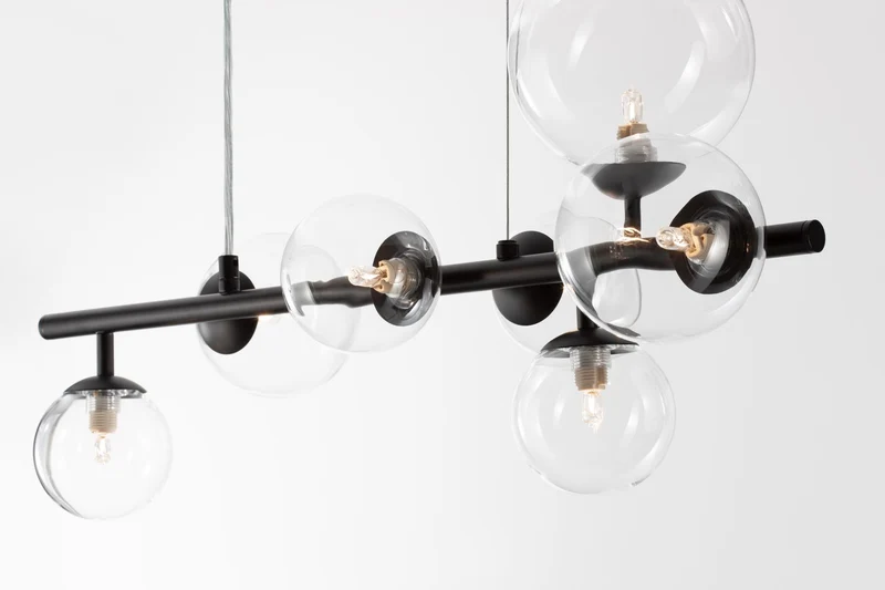 B-Ware Nova Luce Pendelleuchte Hängeleuchte ODILLIA Schwarz G9 LED 7-fach dimmbar Glas