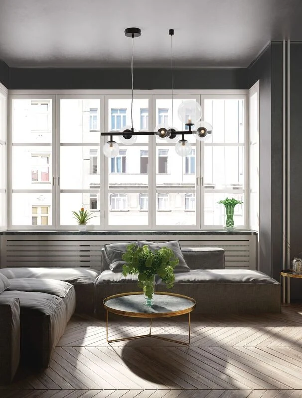 B-Ware Nova Luce Pendelleuchte Hängeleuchte ODILLIA Schwarz G9 LED 7-fach dimmbar Glas