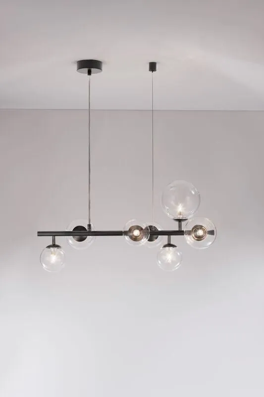 B-Ware Nova Luce Pendelleuchte Hängeleuchte ODILLIA Schwarz G9 LED 7-fach dimmbar Glas