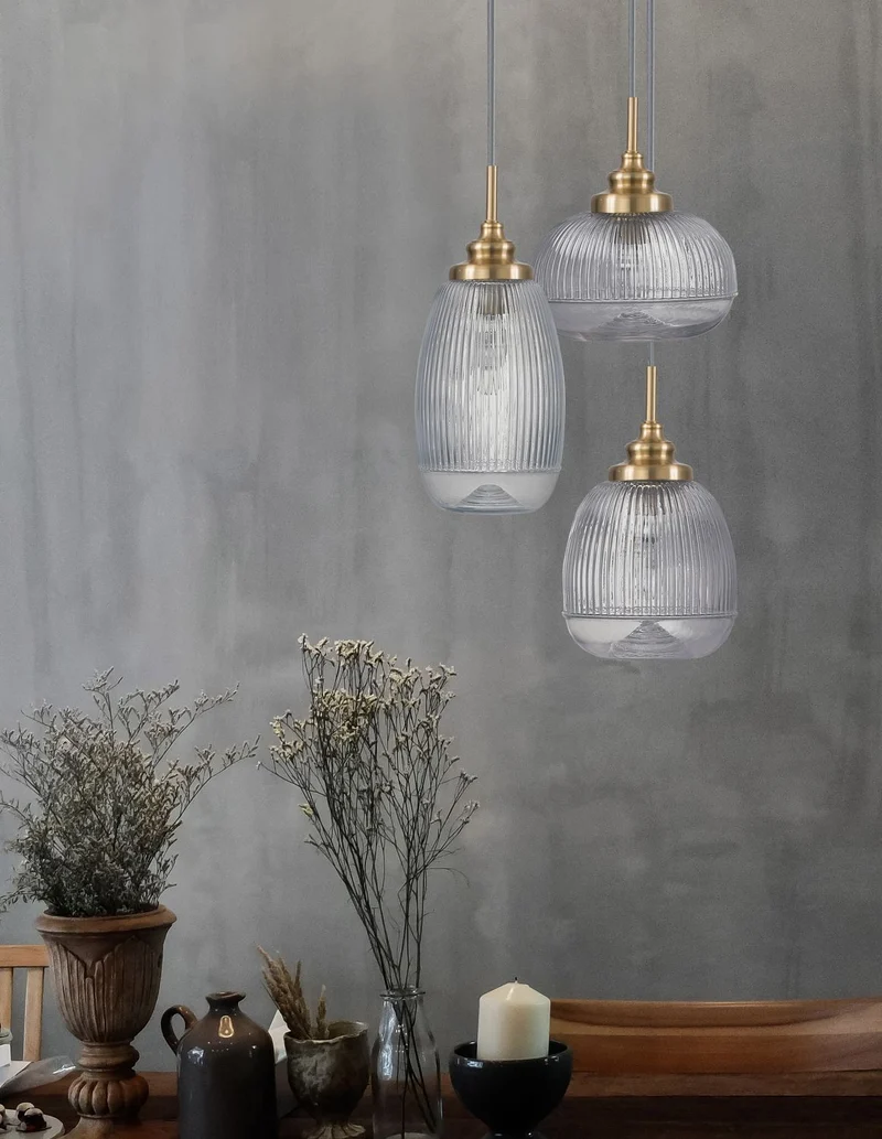 B-Ware Nova Luce Pendelleuchte Hängeleuchte Mond Gold E14 LED 3fach dimmbar Glas Metall