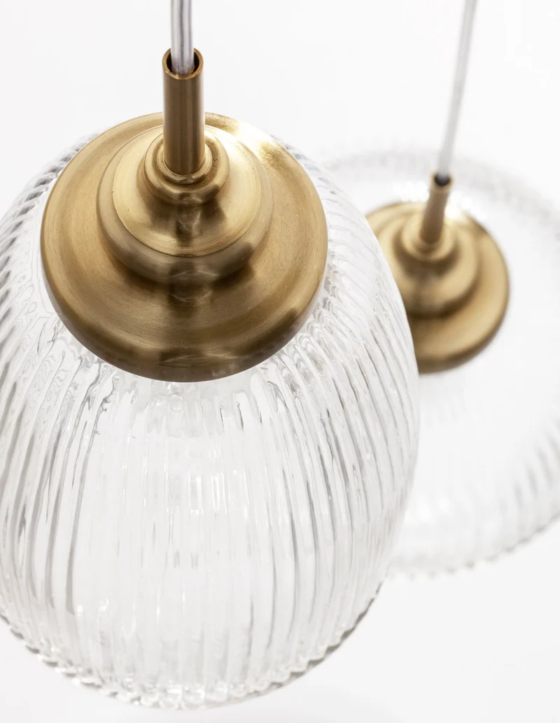 B-Ware Nova Luce Pendelleuchte Hängeleuchte Mond Gold E14 LED 3fach dimmbar Glas Metall