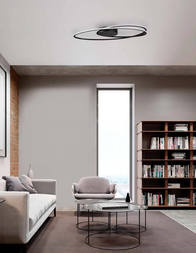 B-Ware Nova Luce Deckenleuchte Deckenlampe VIARREGIO LED Schwarz Warmweiß 60x35 cm 28 W