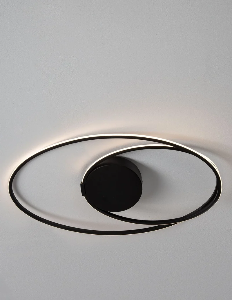 B-Ware Nova Luce Deckenleuchte Deckenlampe VIARREGIO LED Schwarz Warmweiß 60x35 cm 28 W