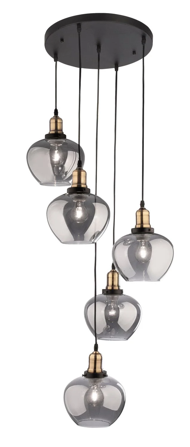 B-Ware Nova Luce Pendelleuchte Hängeleuchte CEDRO E27 LED Schwarz Glas dimmbar 5-fach