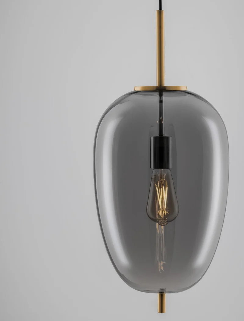B-Ware Nova Luce Pendelleuchte Hängeleuchte LATO E27 LED Gold Rauchig Dimmbar Glas 27cm