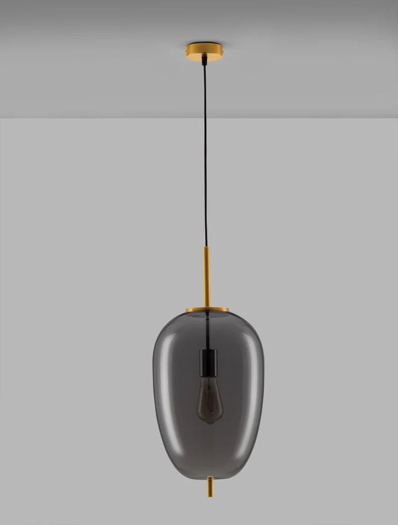 B-Ware Nova Luce Pendelleuchte Hängeleuchte LATO E27 LED Gold Rauchig Dimmbar Glas 27cm