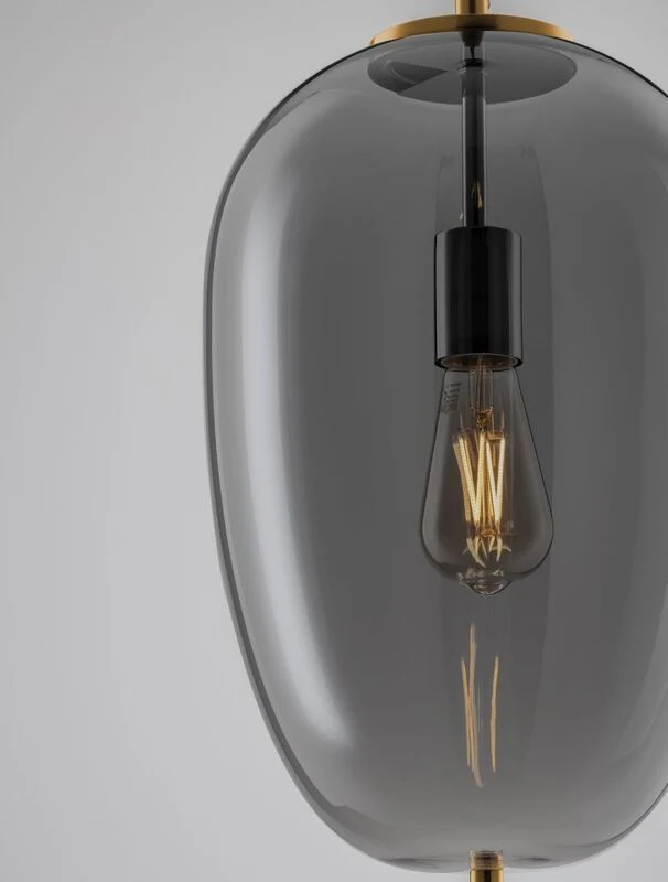 B-Ware Nova Luce Pendelleuchte Hängeleuchte LATO E27 LED Gold Rauchig Dimmbar Glas 27cm
