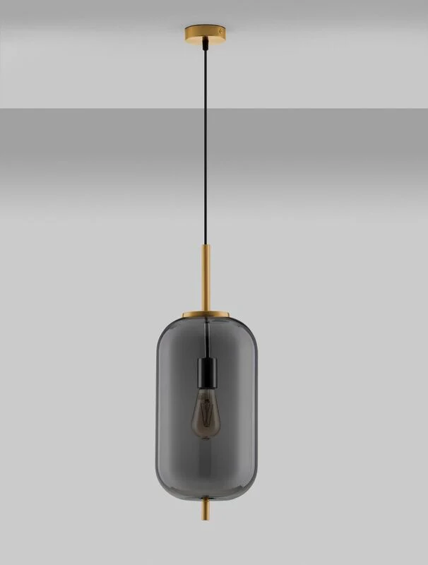 B-Ware Nova Luce Pendelleuchte Hängeleuchte LATO E27 LED Gold Rauchig dimmbar Glas 22cm