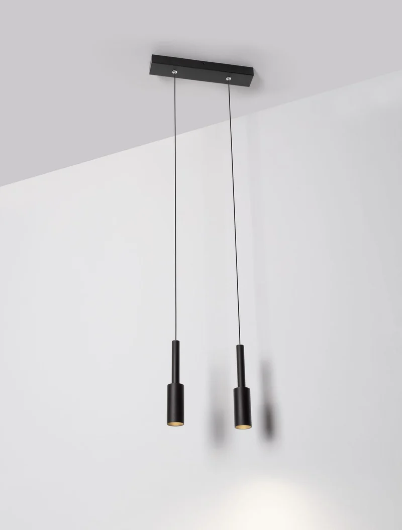 B-Ware Nova Luce Pendelleuchte Hängeleuchte JOY LED Schwarz Warmweiß 2-flammig Leuchte