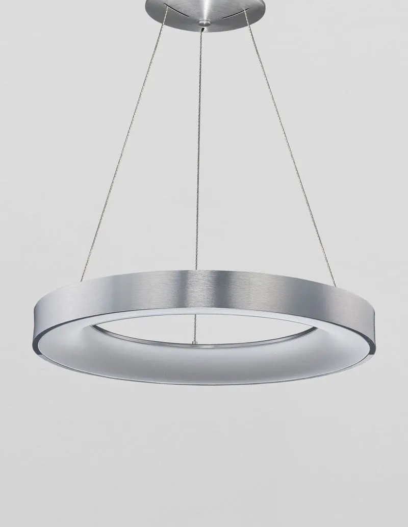 B-Ware Nova Luce Pendelleuchte Hängeleuchte LED RANDO THIN Silber Warmweiß dimmbar 60cm