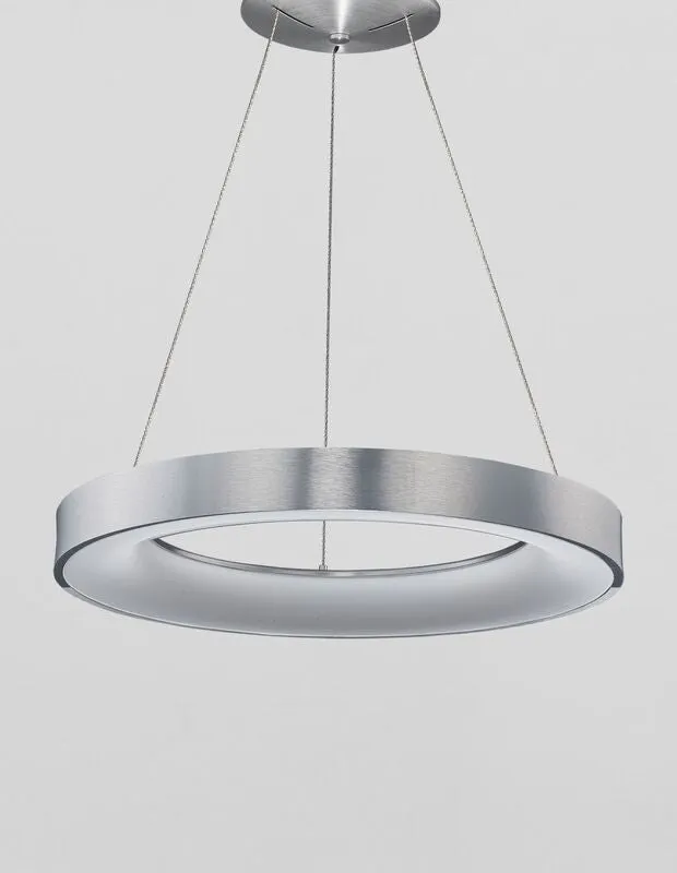 B-Ware Nova Luce Pendelleuchte Hängeleuchte LED RANDO THIN Silber Warmweiß dimmbar 60cm