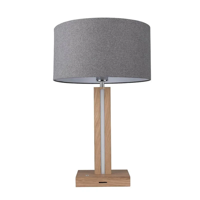 LED Tischleuchte Asseto 980lm Eiche-Geölt, Grau