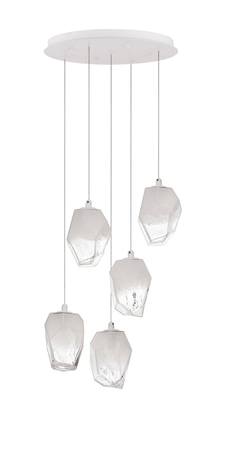 B-Ware Nova Luce Pendelleuchte Hängeleuchte ICE G9 Weiß Lampe Deckenleuchte 5-fach