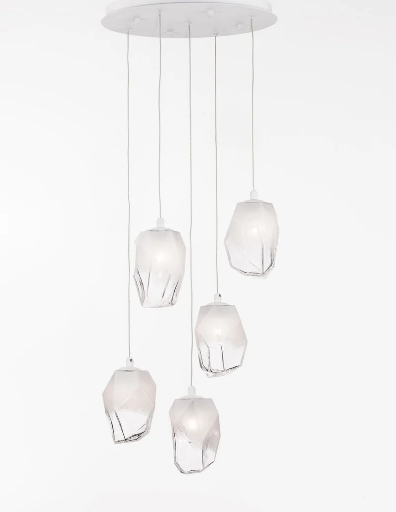 B-Ware Nova Luce Pendelleuchte Hängeleuchte ICE G9 Weiß Lampe Deckenleuchte 5-fach