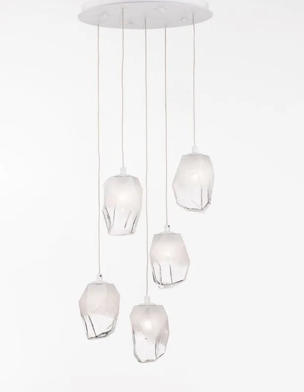 B-Ware Nova Luce Pendelleuchte Hängeleuchte ICE G9 Weiß Lampe Deckenleuchte 5-fach