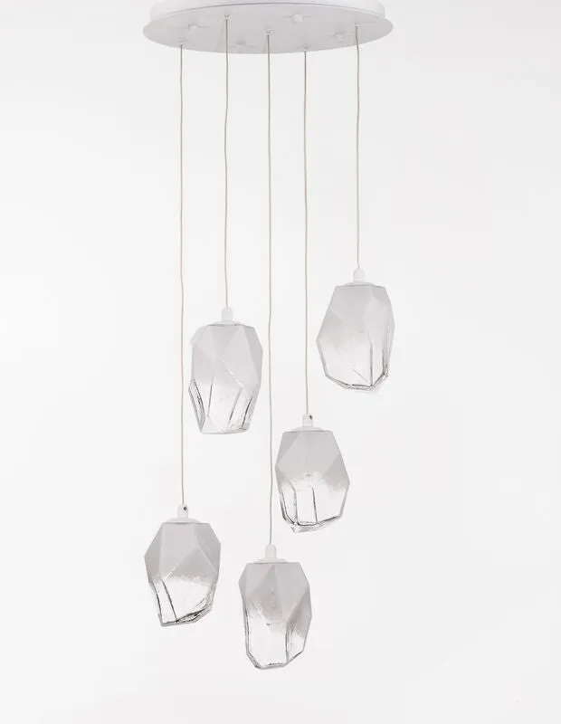 B-Ware Nova Luce Pendelleuchte Hängeleuchte ICE G9 Weiß Lampe Deckenleuchte 5-fach