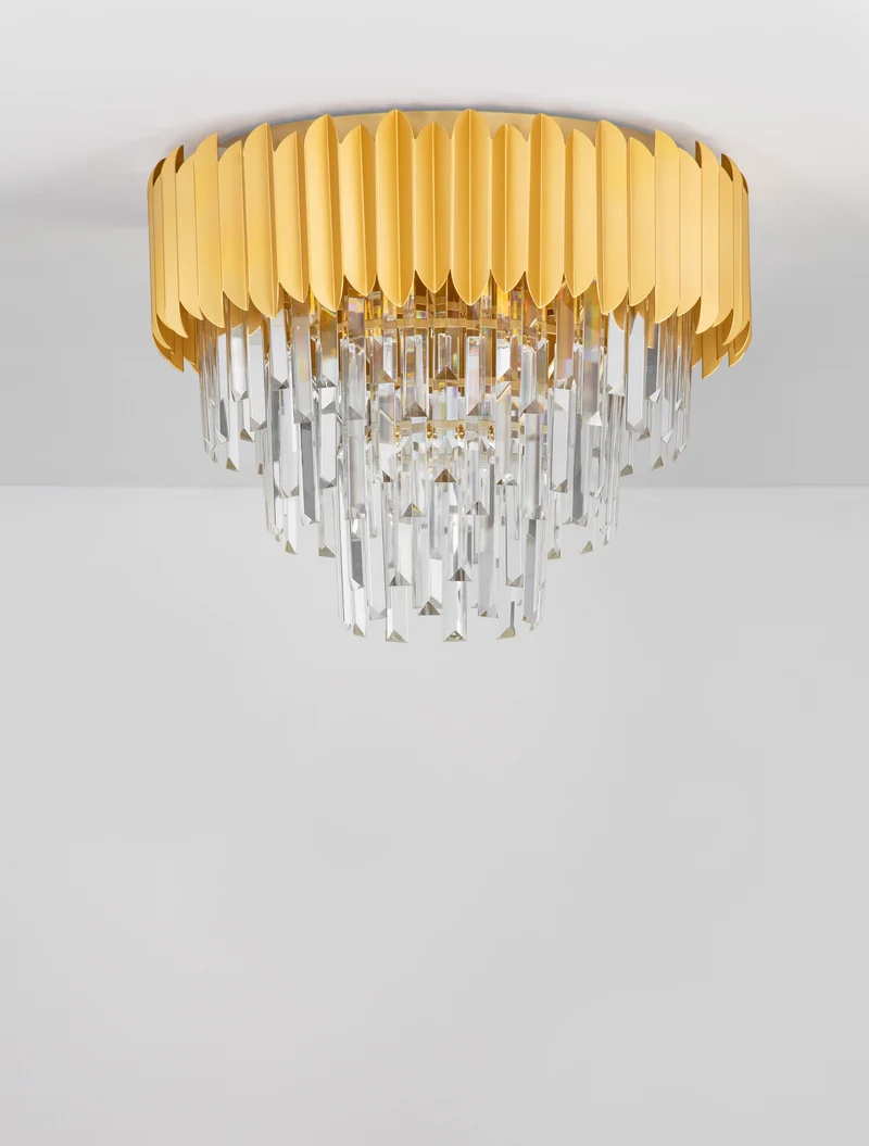 B-Ware Nova Luce Deckenleuchte Deckenlampe MAGNOLIA Gold E14 6-fach dimmbar Kristall