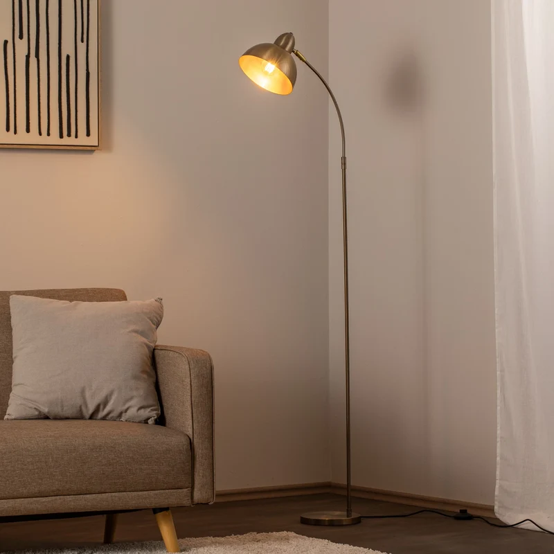 B-Ware Stehleuchte Lampe Varzan Metall Gold E27 LED Standlampe Wohnzimmer Flur 162 cm