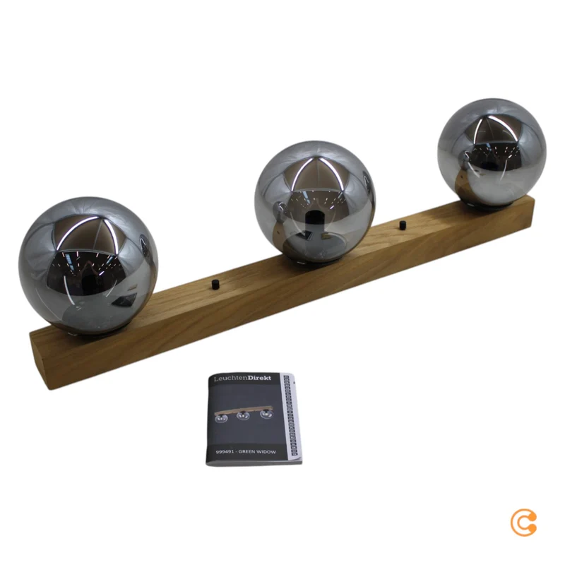 B-Ware JUST LIGHT Deckenleuchte Lampe Green Widow Glaskugeln dreiflammig schwarz grau