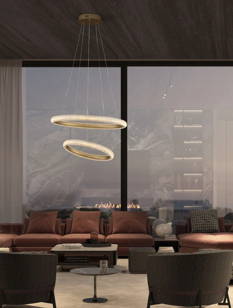 B-Ware Nova Luce Pendelleuchte Hängeleuchte LED MEDORA Messing Warmweiß dimmbar 59 cm