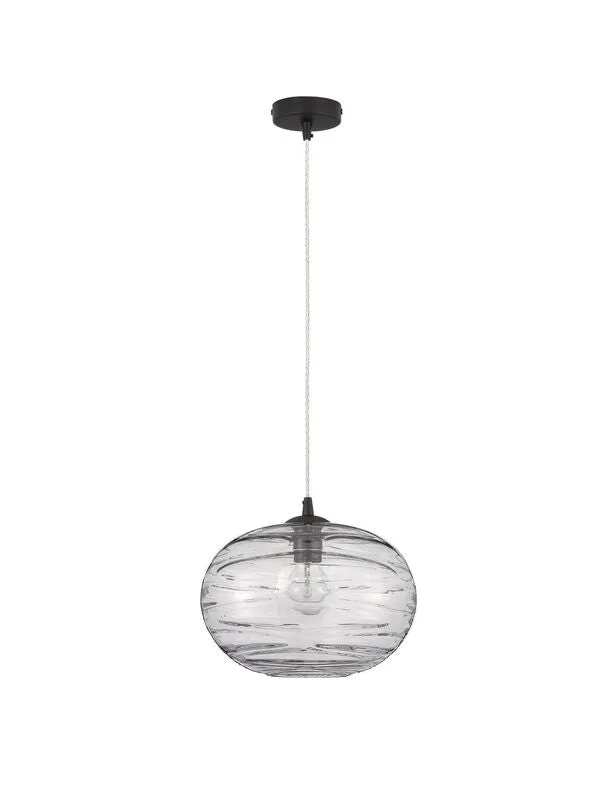 B-Ware Nova Luce Pendelleuchte Hängeleuchte EVLEEN E27 LED Schwarz dimmbar Glas Ø 30 cm
