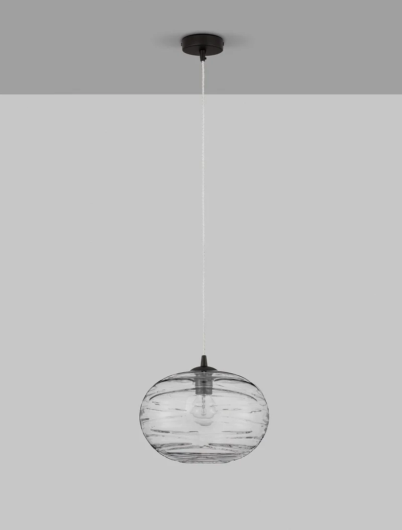 B-Ware Nova Luce Pendelleuchte Hängeleuchte EVLEEN E27 LED Schwarz dimmbar Glas Ø 30 cm