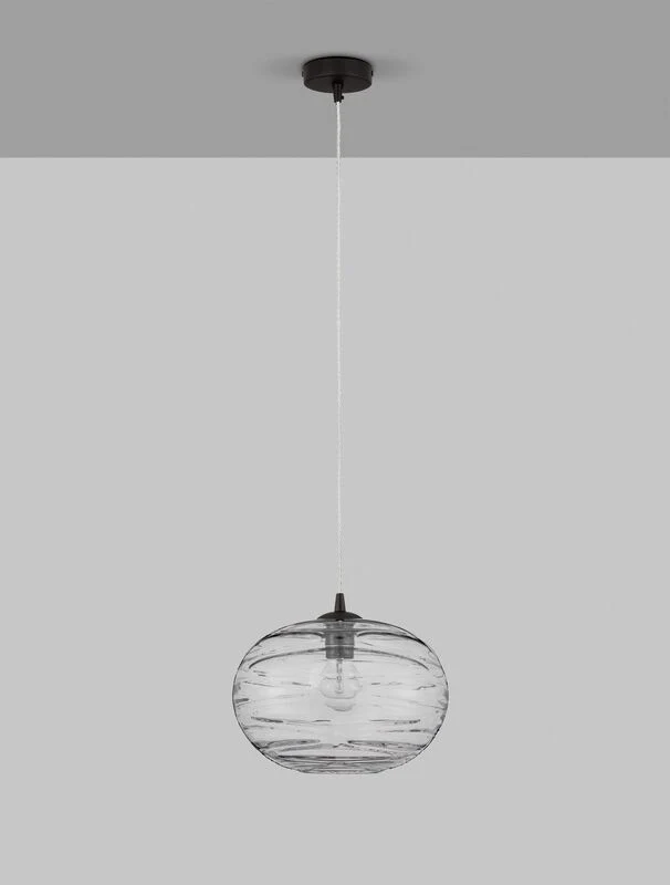 B-Ware Nova Luce Pendelleuchte Hängeleuchte EVLEEN E27 LED Schwarz dimmbar Glas Ø 30 cm