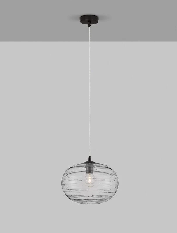 B-Ware Nova Luce Pendelleuchte Hängeleuchte EVLEEN E27 LED Schwarz dimmbar Glas Ø 30 cm