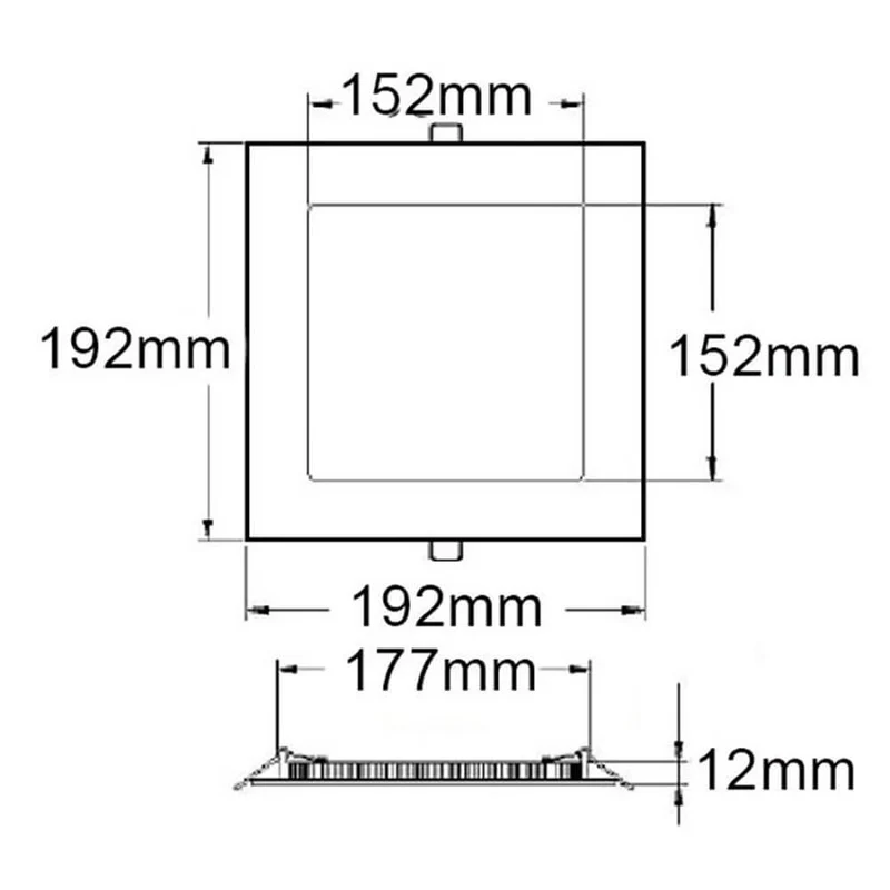 LED Einbaupanel 19 x 19cm flach eckig silber Dimmbar 15W Warmweiß