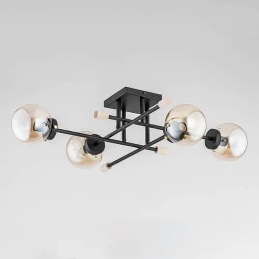 B-Ware Euluna Deckenlampe Sinzig Deckenlampe Deckenlicht Flurleuchte E14 Schwarz Gold