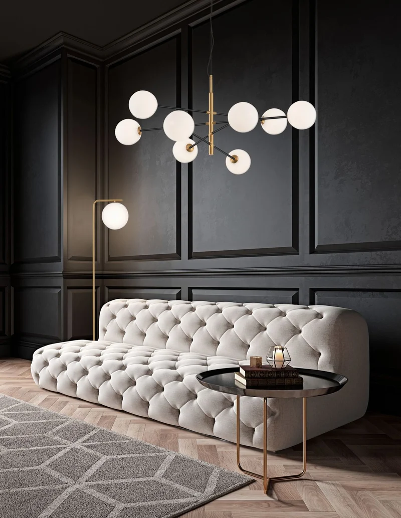 B-Ware Nova Luce Pendelleuchte Hängeleuchte VITRA G9 LED 8fach Gold dimmbar Glas Metall