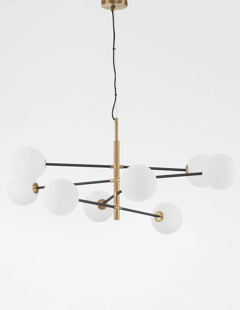 B-Ware Nova Luce Pendelleuchte Hängeleuchte VITRA G9 LED 8fach Gold dimmbar Glas Metall
