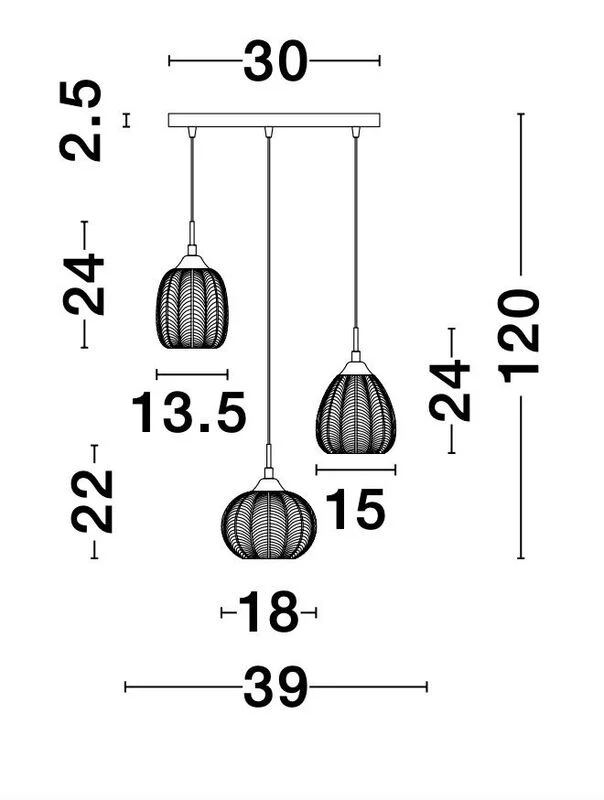 B-Ware Nova Luce Pendelleuchte Hängeleuchte VARIO Gold 3fach dimmbar E27 LED Wohnzimmer