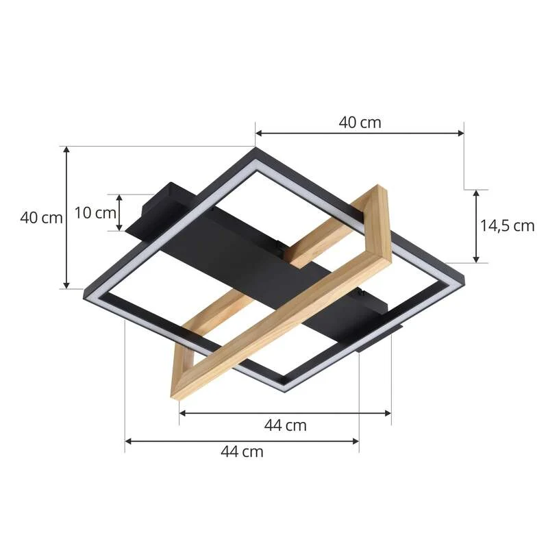 B-Ware Lindby Deckenleuchte Lampe LED schwarz Holz Aluminium Kunststoff Holamu 46cm363