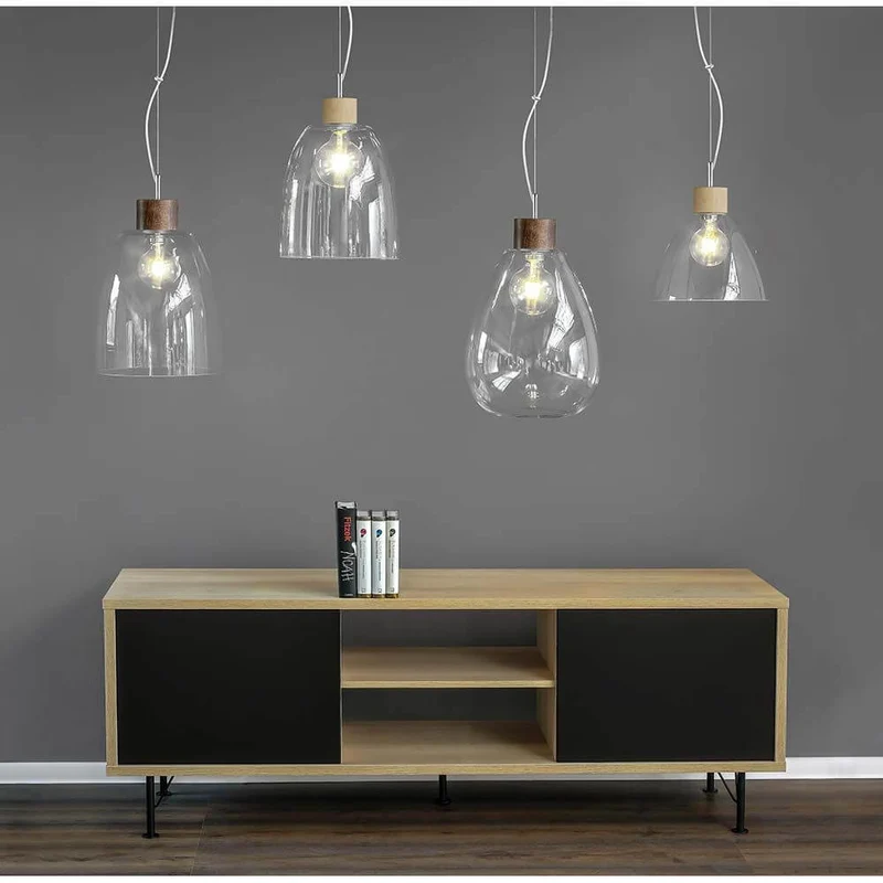 Hängelampe Campana Eiche-Geölt, Transparent