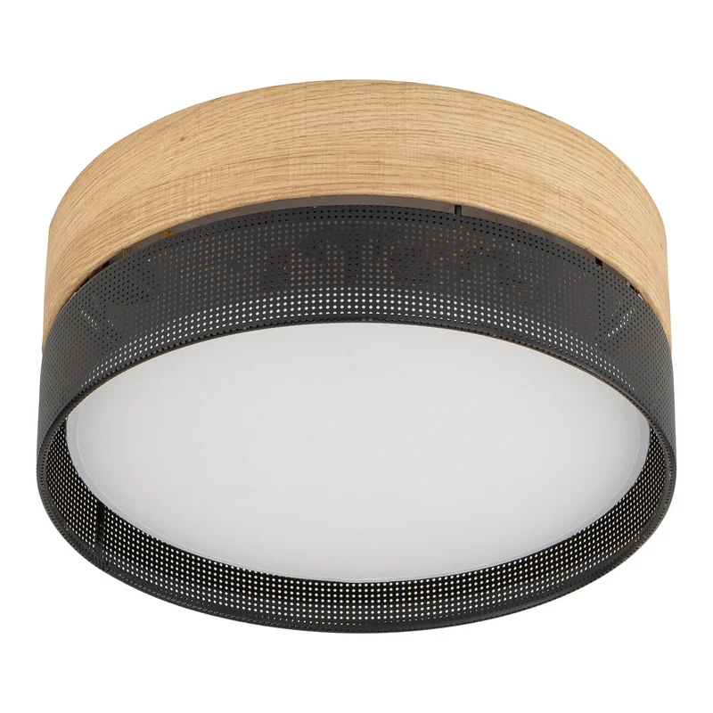 B-Ware Deckenleuchte Nicol Lampe Schwarz Holzoptik E27 LED 4-flammig Ø 50 cm Leuchte