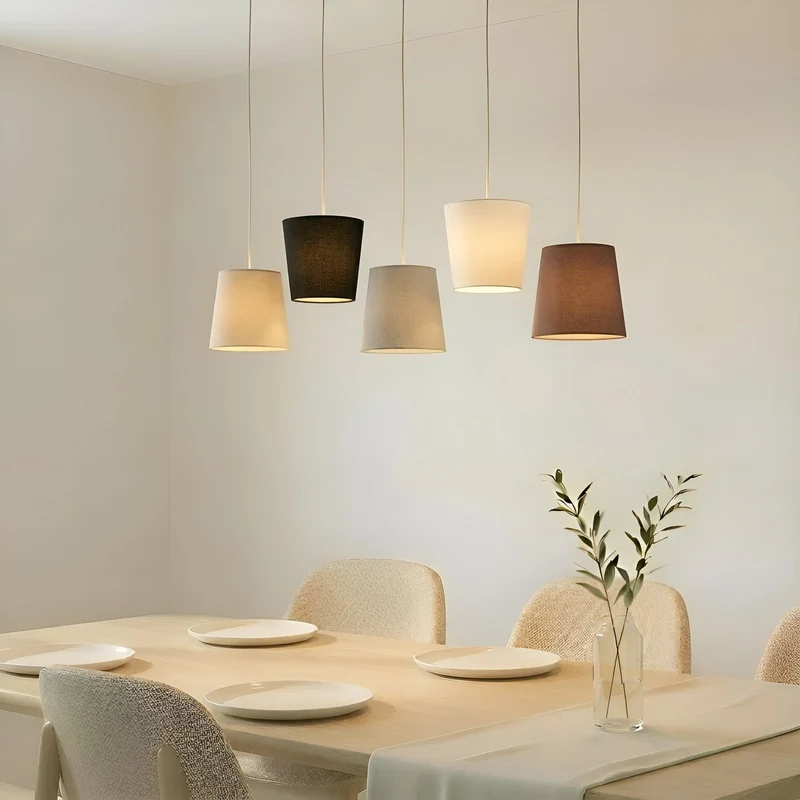 B-Ware Lucande Hängeleuchte Pendellampe Thamila Stoffschirme multicolour 5-flg E27 LED