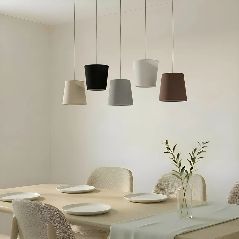 B-Ware Lucande Hängeleuchte Pendellampe Thamila Stoffschirme multicolour 5-flg E27 LED