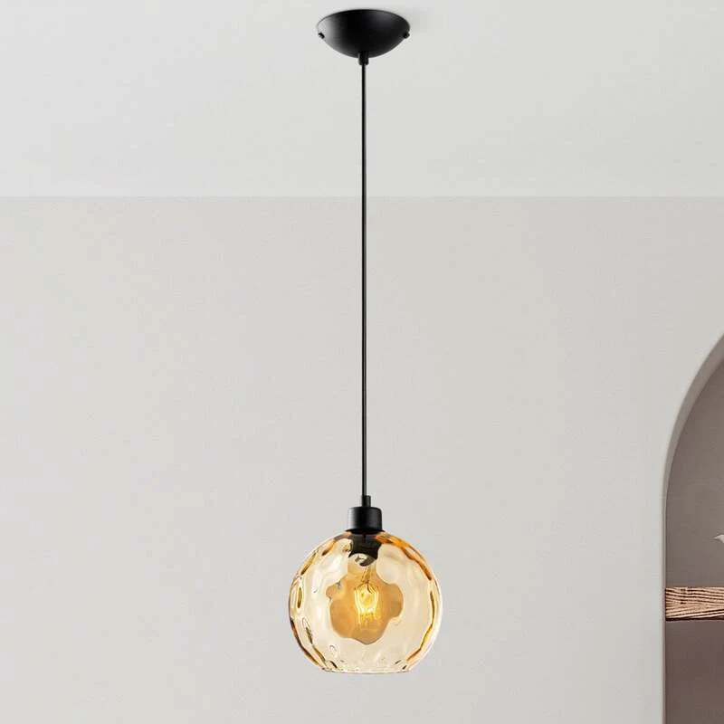 B-Ware Opviq Pendelleuchte Hängelampe Benek Glas gelb getönt Lampe Beleuchtung