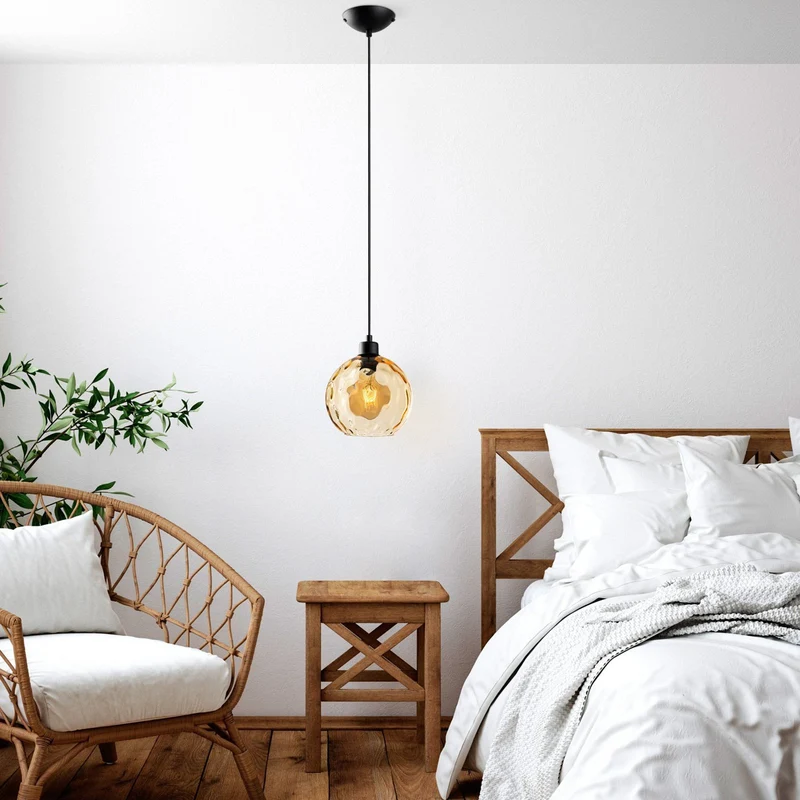 B-Ware Opviq Pendelleuchte Hängelampe Benek Glas gelb getönt Lampe Beleuchtung