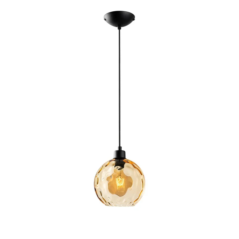 B-Ware Opviq Pendelleuchte Hängelampe Benek Glas gelb getönt Lampe Beleuchtung