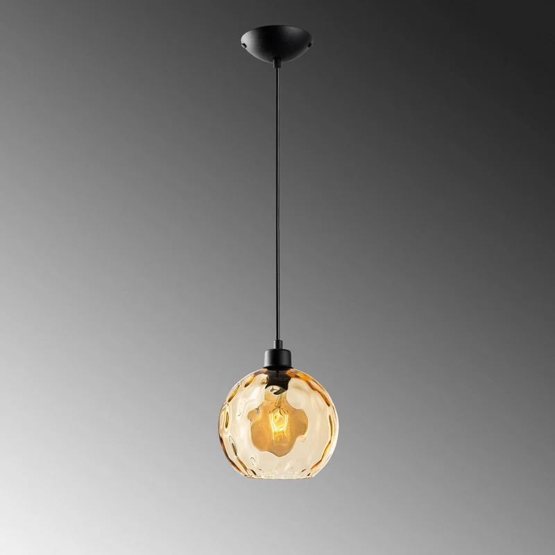 B-Ware Opviq Pendelleuchte Hängelampe Benek Glas gelb getönt Lampe Beleuchtung