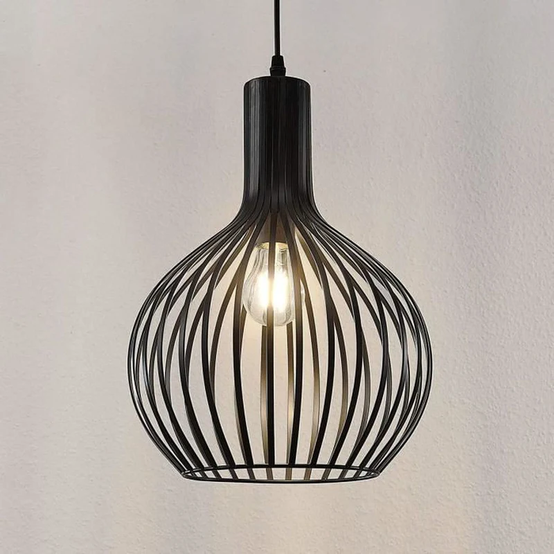 B-Ware Lampenwelt Käfig-Pendelleuchte Pendelleuchte Lampe Leuchte Anina schwarzem Metal