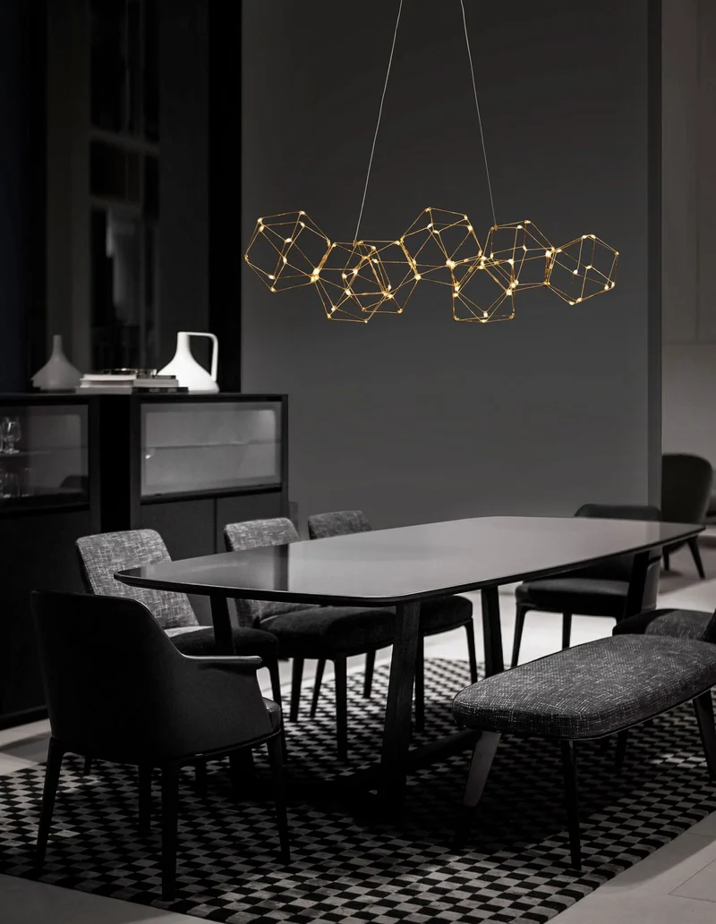 B-Ware Nova Luce Pendelleuchte Hängeleuchte NEBULA LED Gold Warmweiß 33,6 W 108 cm