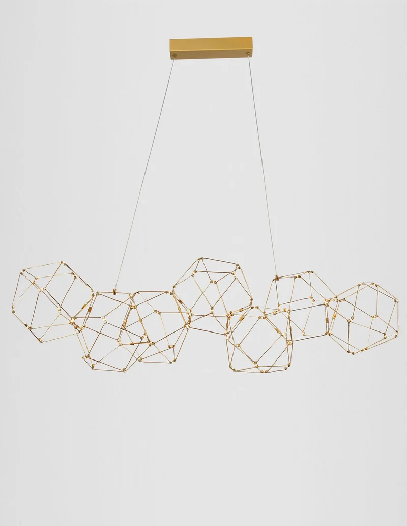 B-Ware Nova Luce Pendelleuchte Hängeleuchte NEBULA LED Gold Warmweiß 33,6 W 108 cm