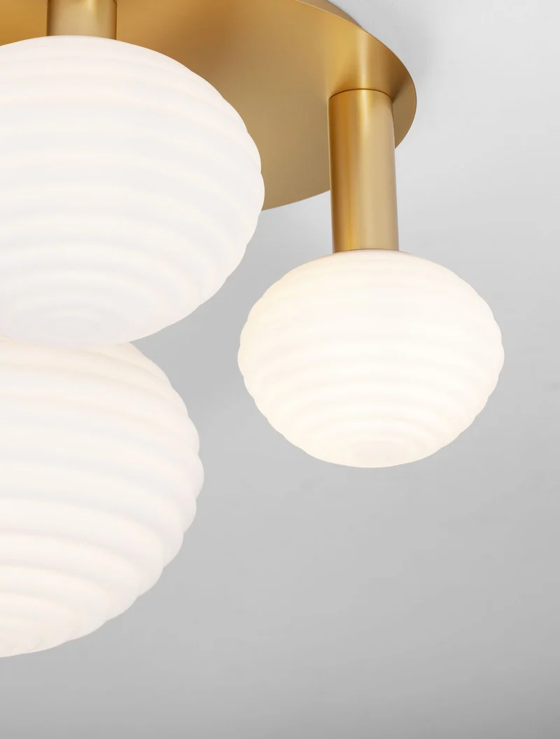 B-Ware Nova Luce Deckenleuchte Deckenlampe ALLEN Gold Weiß E27 LED 3-fach dimmbar Glas