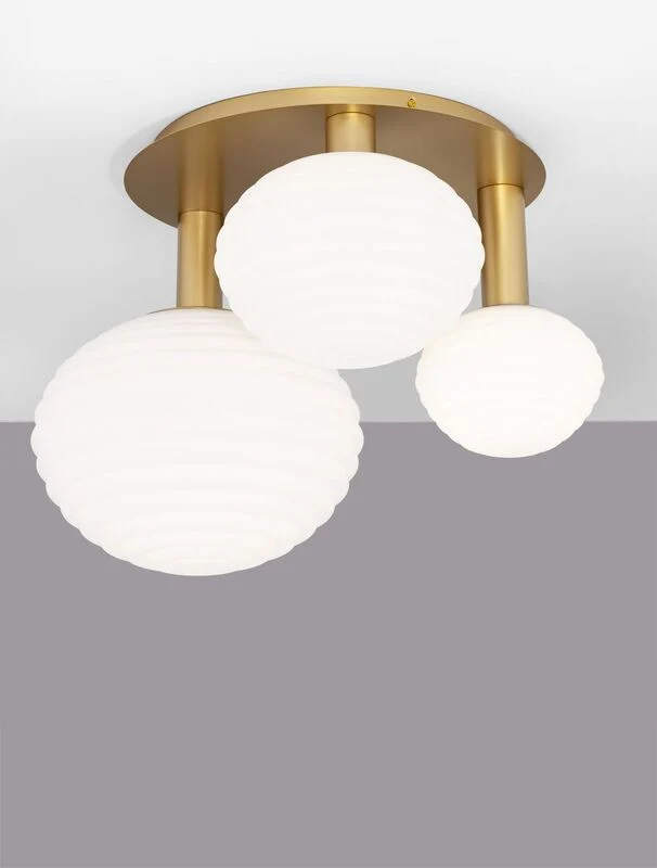 B-Ware Nova Luce Deckenleuchte Deckenlampe ALLEN Gold Weiß E27 LED 3-fach dimmbar Glas