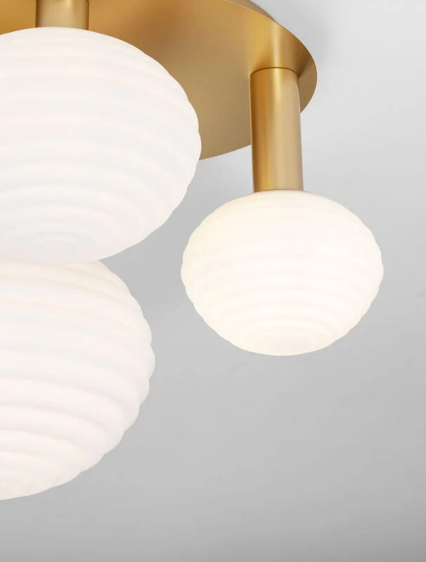 B-Ware Nova Luce Deckenleuchte Deckenlampe ALLEN Gold Weiß E27 LED 3-fach dimmbar Glas