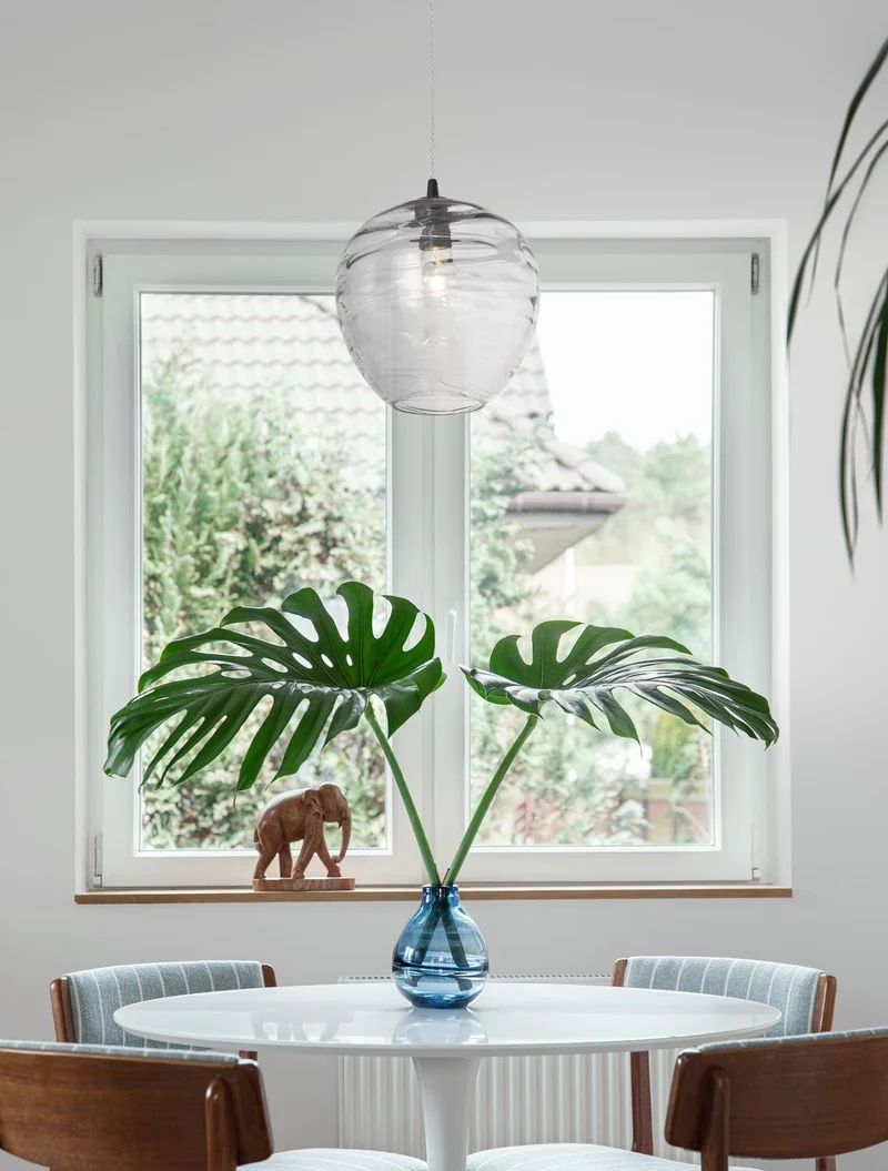 B-Ware Nova Luce Pendelleuchte Hängeleuchte EVLEEN Schwarz Metall Glas E27 LED 120 cm